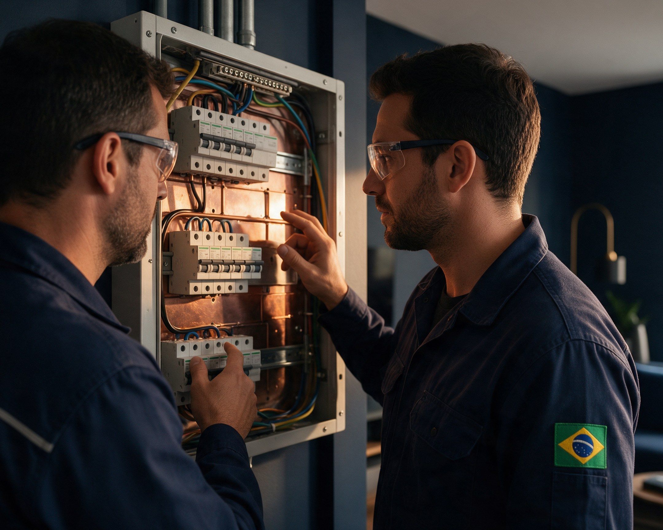 Equipe de eletricistas da Elétrica Joinville em atendimento