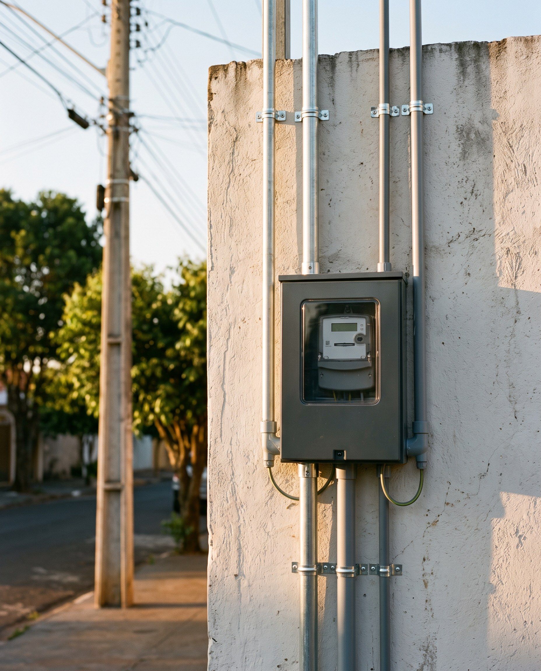Padrão de entrada de energia com caixa de medição em mureta em Joinville